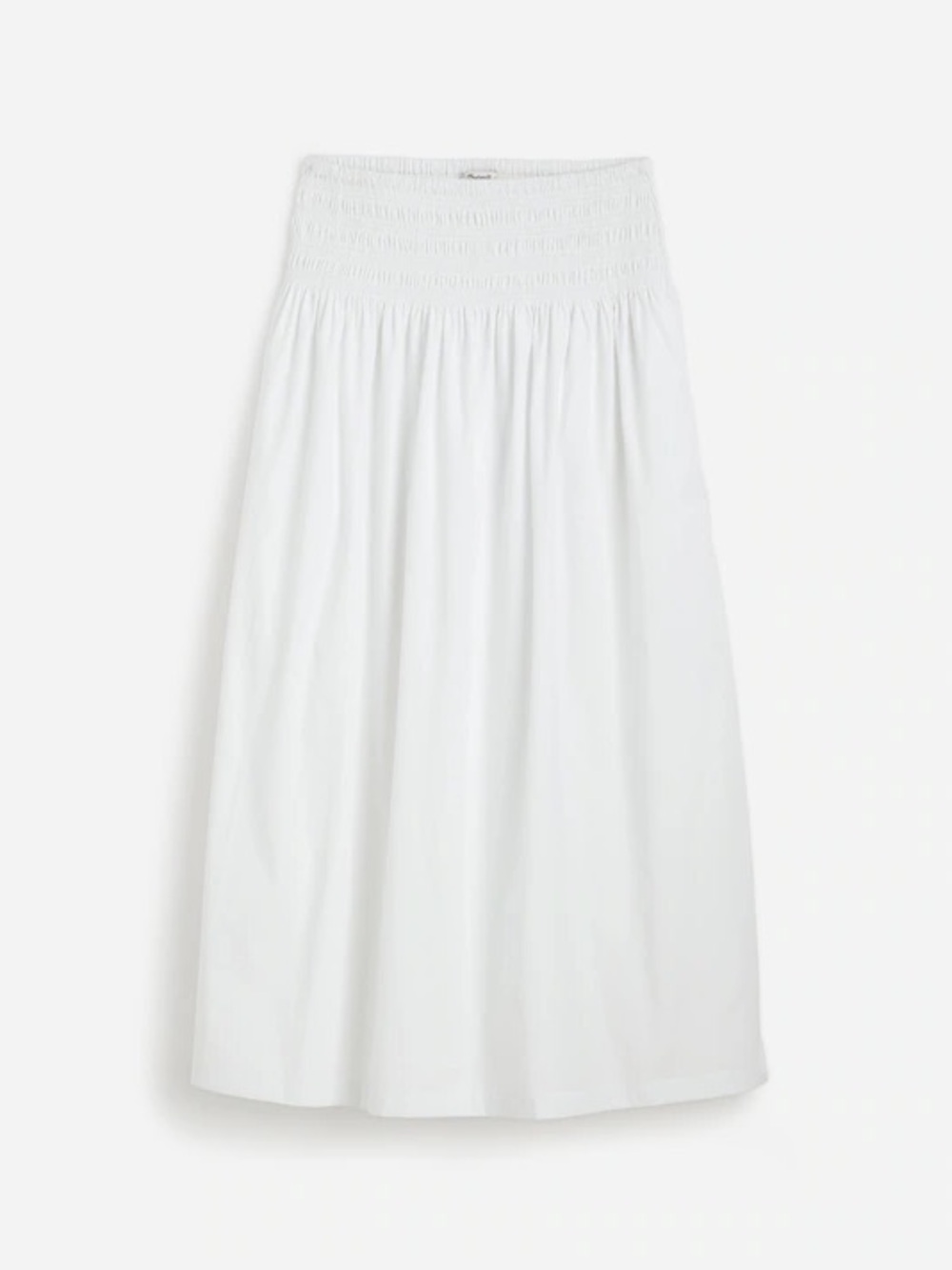 Madewell Smocked-Waist Midi Skirt in Poplin